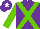 Purple, light green cross belts and sleeves, purple cap, white star