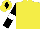 Yellow, black sleeves, white armlets, yellow cap, black diamond