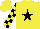 Yellow, black star, black blocks on sleeves
