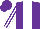 Purple, white panel, white stripes on sleeves, purple cap