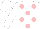 White, pink dots, white cap