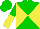 Green and yellow diagonal quarters, green and yellow halved sleeves