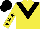Yellow, black chevron, yellow sleeves, black stars, black cap