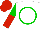 White, green circle, green and red halved sleeves, red cap