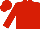 Red, yellow stripe on front, black horse and 'bautista' on yellow shield on back