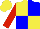 Yellow and blue quartered, red sleeves