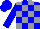 Blue & grey blocks, blue cap