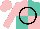 Pink and turquoise quartered, black circle, pink sleeves
