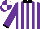 Purple, white stripes, black collar and cuffs, purple and white quartered cap
