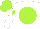 White, lime green disc, lime green diamond on white sleeves, lime green cap