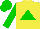 Yellow body, big-green triangle, big-green arms, big-green cap