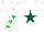 White, dark green star, green stars on sleeves, white cap