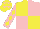 Yellow and pink (quartered), pink sleeves, yellow diamonds, yellow cap, pink stars
