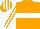 orange, white hoop, white stripes on sleeves, striped cap