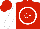 Red, white circle 'c/f', white sleeves
