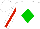White, green diamond, red stripe on sleeves