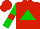 Red, green triangle, red hoop on green sleeves