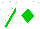 White, green diamond, green stripe on sleeves
