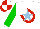 White, red horseshoe, light blue star, white cuffs on green sleeves, red and white quartered cap
