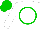 White, green circle and cap