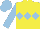 Yellow, light blue triple diamond, sleeves and cap