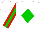 White, green diamond, red and green stripe on sleeves