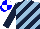 Light blue and dark blue diagonal stripes, dark blue sleeves, blue and white quartered cap