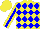 Yellow and blue diamonds, blue stripe on yellow sleeves, yellow cap
