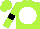 Lime green, white disc, black armlets on sleeves, lime cap