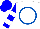White, royal blue circle, blue sleeves, white hoops, blue cap