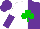 White and purple halves, green shamrock, white and purple halved sleeves, purple cap