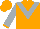Orange, silver chevron, orange cuffs on silver sleeves