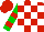 Red and white blocks, green and red hoops on sleeves