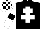 Black, white cross of lorraine, white sleeves, black armlets, check cap