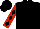 Black, black diamonds on red sleeves