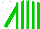 Green & white stripes, white seams on green sleeves, white cap