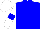 Blue, blue band on white sleeves, white cap