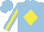 Light blue, yellow diamond, yellow stripe on sleeves
