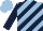 Light blue and dark blue diagonal stripes, dark blue sleeves