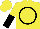 Yellow, black circle, yellow and black halved sleeves