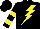 Black, yellow lightning bolt, yellow bars on sleeves