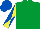 Emerald green, yellow and royal blue diabolo on sleeves, royal blue cap