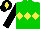 Green, yellow triple diamonds, black arms, black cap, yellow diamond