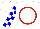 White, red circle, blue and white blocks on sleeves