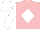 Pink, white diamond, pink circle on white sleeves, white cap