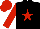 Black, red star, red sleeves and cap