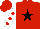 Red, black star, red spots on white sleeves