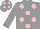 Grey, pink dots, grey sleeves, grey and pink dots cap