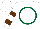 White, dark green circle, white sleeves, brown hoops, white cap