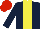 DARK BLUE, yellow panel, red cap